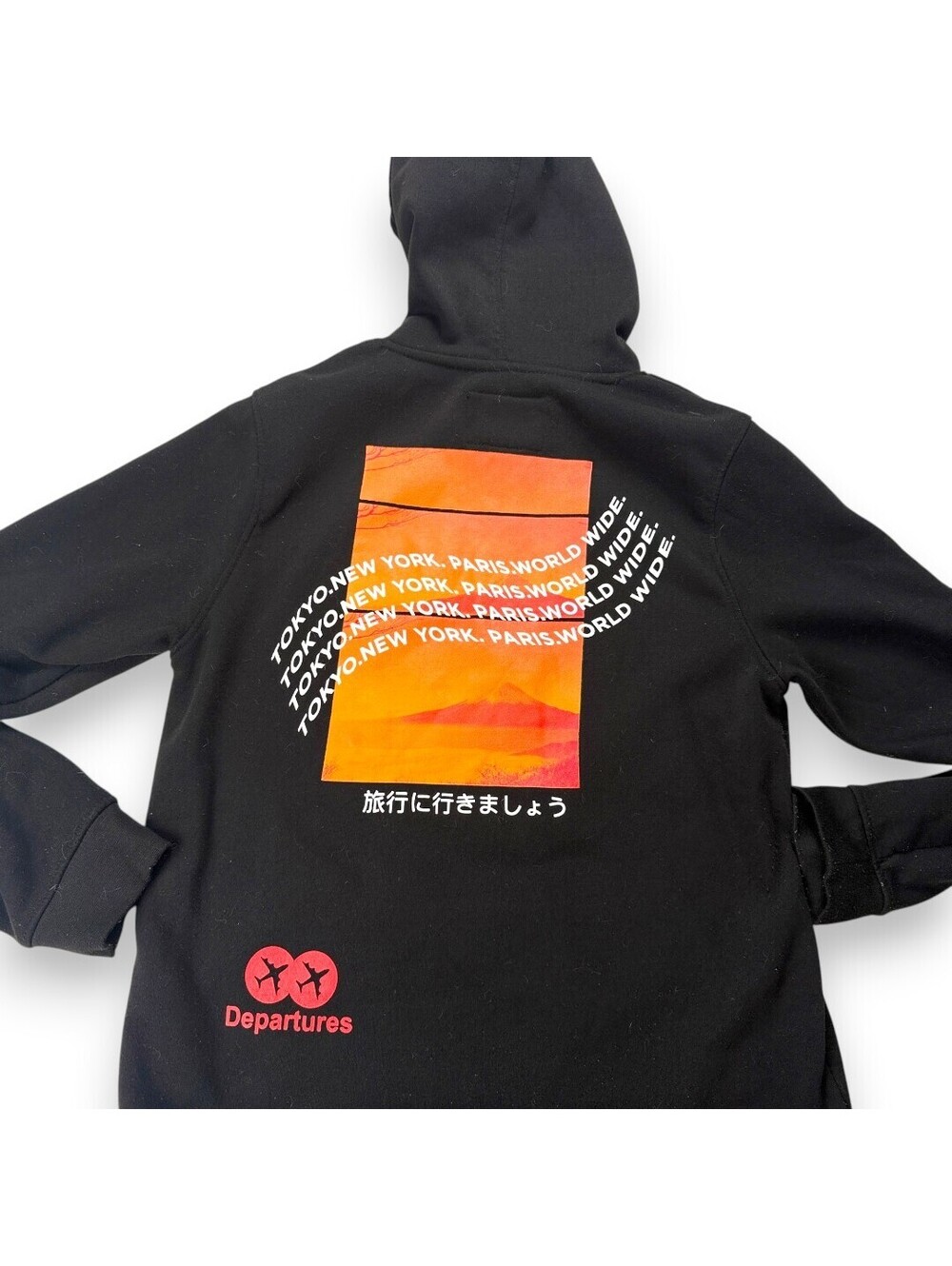 🏵️ Hoodie Mens Large Black Japanese Graphic Tokyo Streetwear Pullover Brklyn - Picture 9 of 9